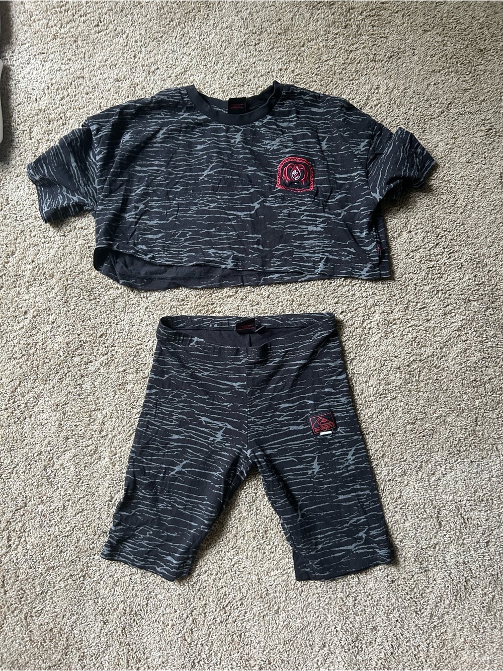 Quiksilver Black Tee with Red Logo - Stranger Things Collaboration